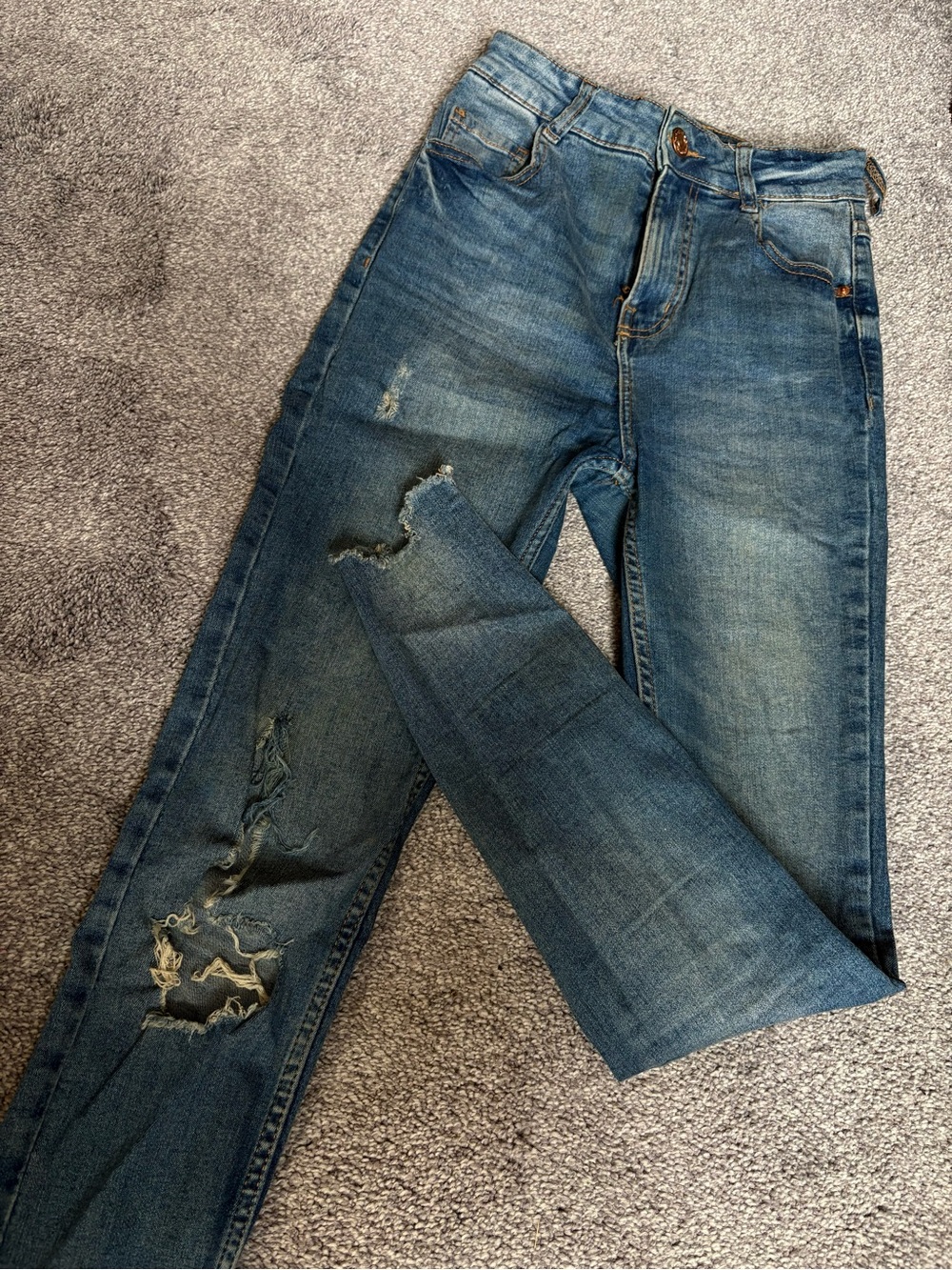 Women’s Blue Distressed Slim Jeans